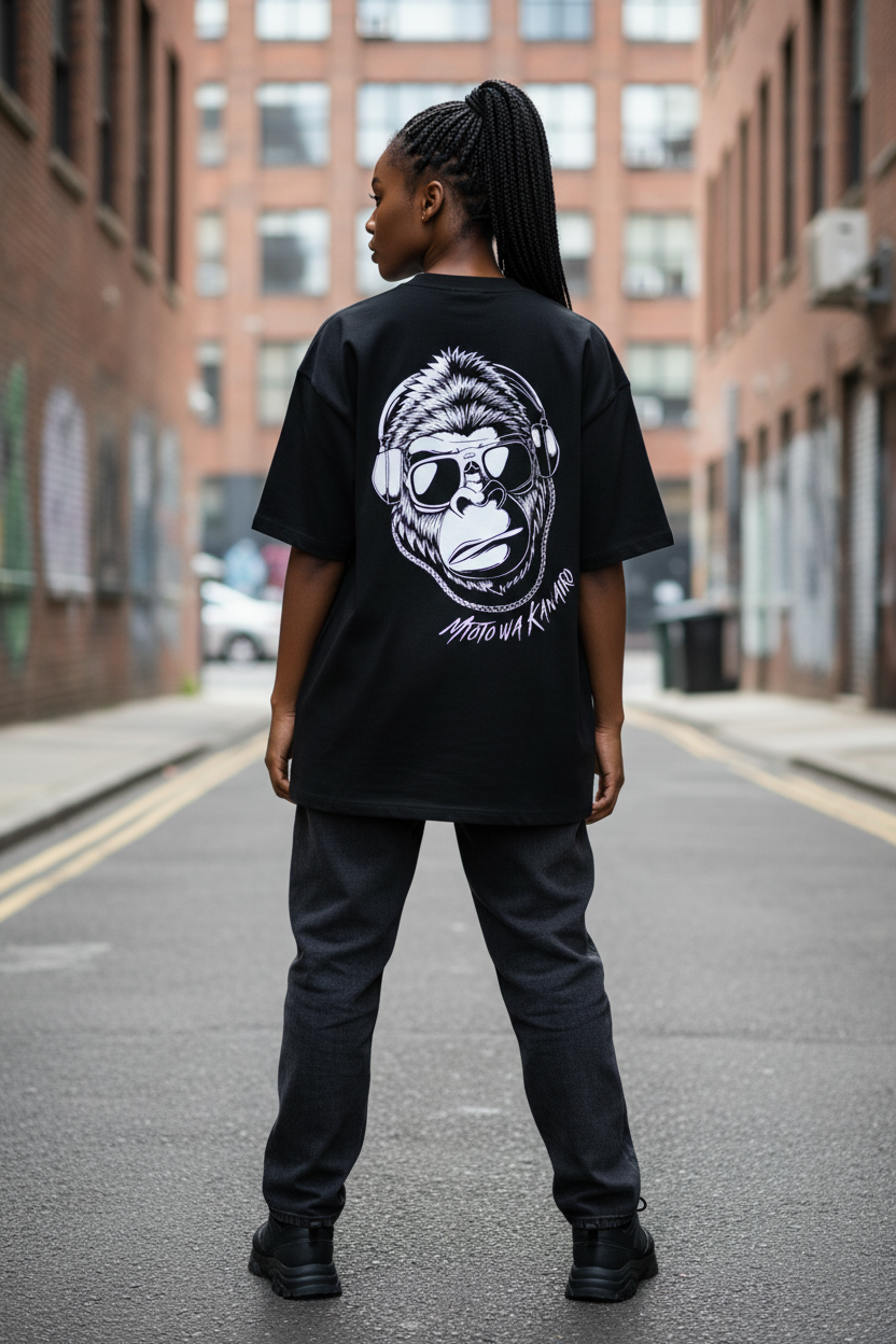 Black Unisex Oversize Tee - Mtoto Wa Kanairo