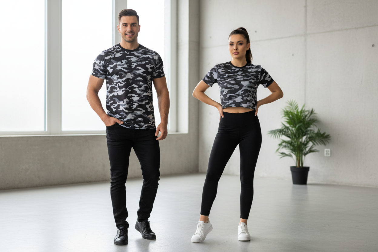 Urban Unisex Black Camo Performance Tee